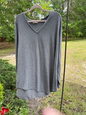 Soft Surroundings Women's Charcoal V-Neck Long Sleeve Tunic